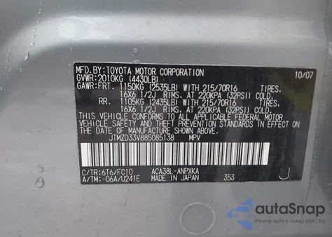 2008 Toyota Rav4 z USA, uszkodzony, nr VIN JTMZD33V885085138